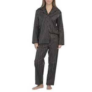 Sleeper Black Silver Stripe Womens Large L Luxury Cotton Pajama Set $420